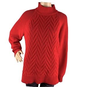 Chaps Red Textured Mock Neck Sweater Women’s Size PL Cotton Blend